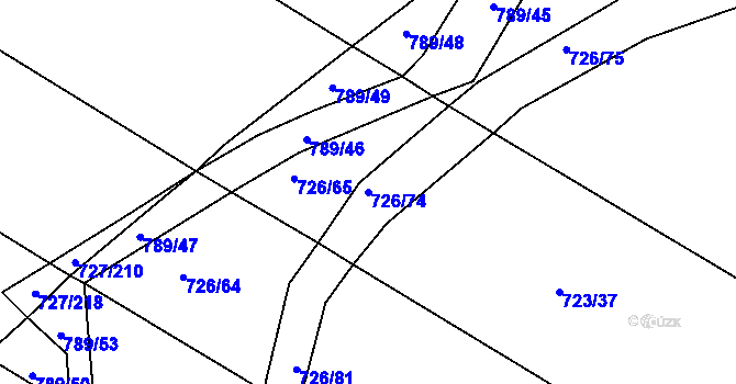 Parcela st. 726/74 v KÚ Lukoveček, Katastrální mapa