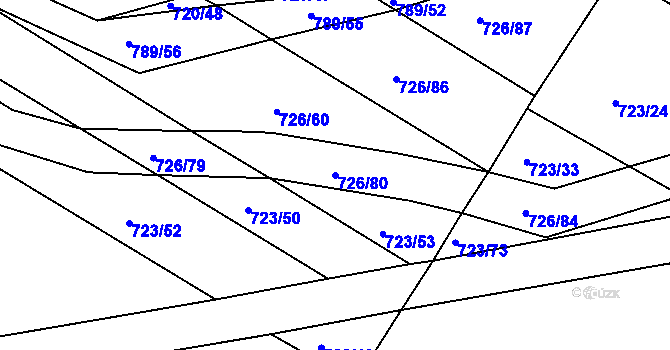 Parcela st. 726/80 v KÚ Lukoveček, Katastrální mapa