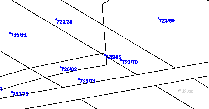 Parcela st. 726/85 v KÚ Lukoveček, Katastrální mapa