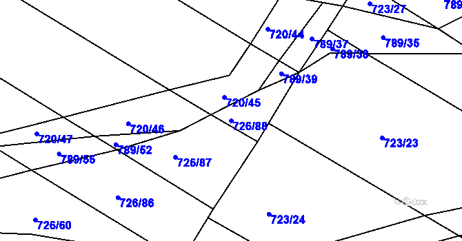 Parcela st. 726/88 v KÚ Lukoveček, Katastrální mapa