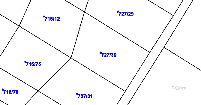 Parcela st. 727/30 v KÚ Lukoveček, Katastrální mapa