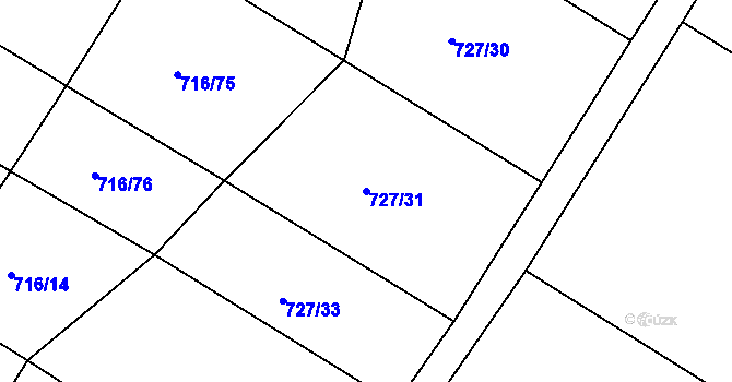 Parcela st. 727/31 v KÚ Lukoveček, Katastrální mapa