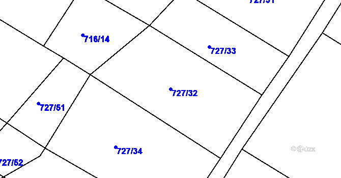 Parcela st. 727/32 v KÚ Lukoveček, Katastrální mapa