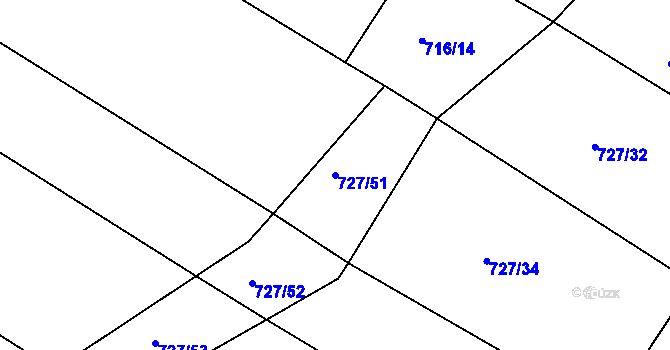Parcela st. 727/51 v KÚ Lukoveček, Katastrální mapa