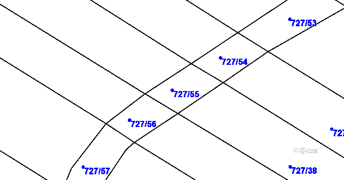 Parcela st. 727/55 v KÚ Lukoveček, Katastrální mapa