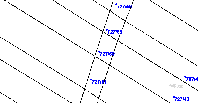 Parcela st. 727/60 v KÚ Lukoveček, Katastrální mapa