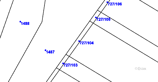 Parcela st. 727/104 v KÚ Lukoveček, Katastrální mapa
