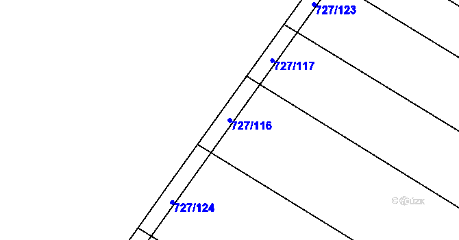 Parcela st. 727/116 v KÚ Lukoveček, Katastrální mapa