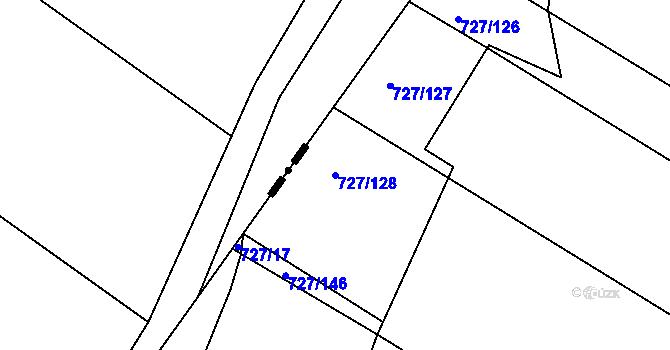 Parcela st. 727/128 v KÚ Lukoveček, Katastrální mapa