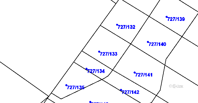 Parcela st. 727/133 v KÚ Lukoveček, Katastrální mapa