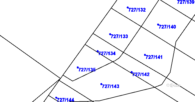Parcela st. 727/134 v KÚ Lukoveček, Katastrální mapa