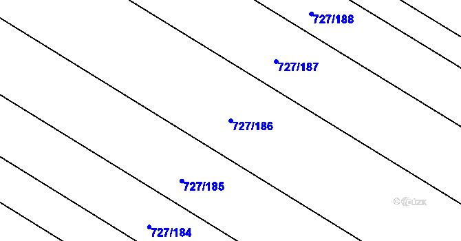 Parcela st. 727/186 v KÚ Lukoveček, Katastrální mapa