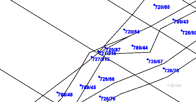 Parcela st. 727/216 v KÚ Lukoveček, Katastrální mapa