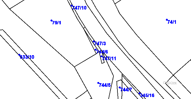 Parcela st. 744/6 v KÚ Lukoveček, Katastrální mapa