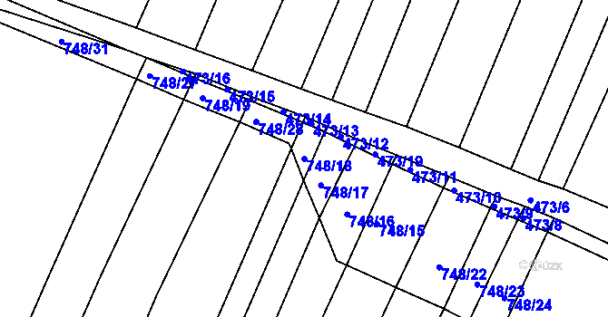 Parcela st. 748/18 v KÚ Lukoveček, Katastrální mapa