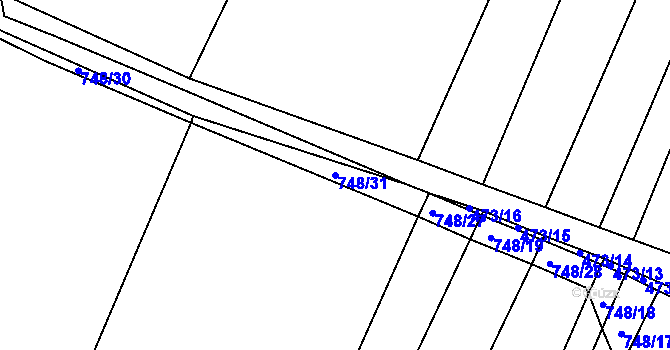 Parcela st. 748/31 v KÚ Lukoveček, Katastrální mapa