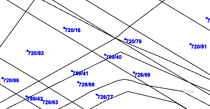 Parcela st. 789/40 v KÚ Lukoveček, Katastrální mapa