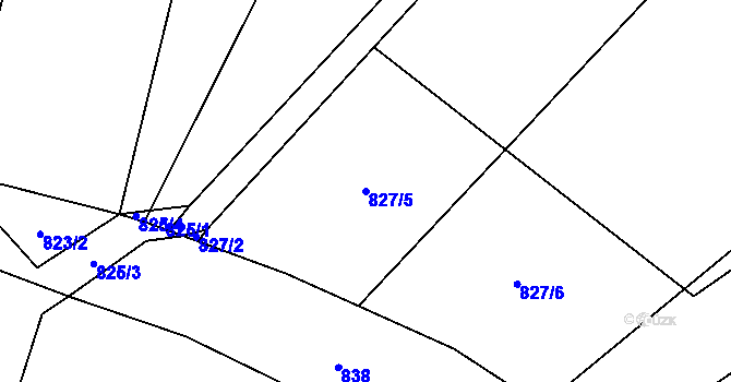 Parcela st. 827/5 v KÚ Lukoveček, Katastrální mapa