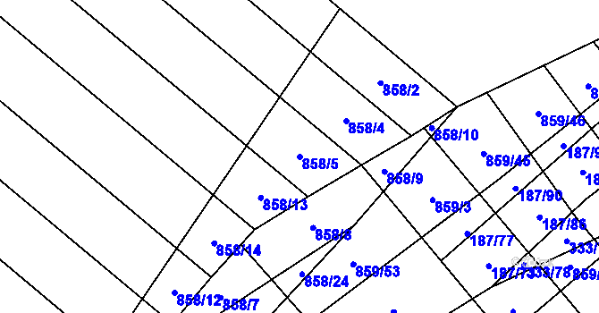 Parcela st. 858/5 v KÚ Lukoveček, Katastrální mapa