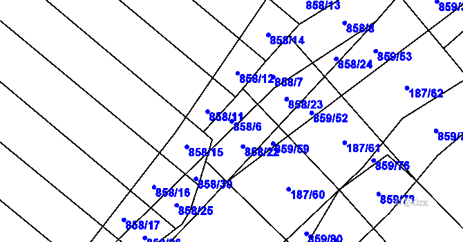 Parcela st. 858/6 v KÚ Lukoveček, Katastrální mapa