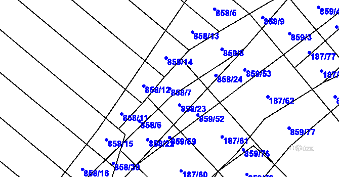 Parcela st. 858/7 v KÚ Lukoveček, Katastrální mapa