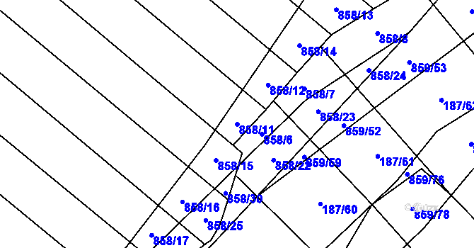 Parcela st. 858/11 v KÚ Lukoveček, Katastrální mapa