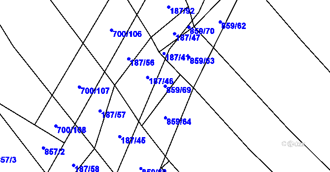 Parcela st. 859/69 v KÚ Lukoveček, Katastrální mapa