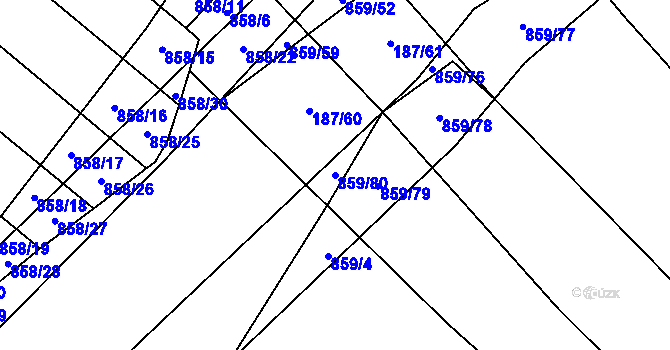 Parcela st. 859/80 v KÚ Lukoveček, Katastrální mapa