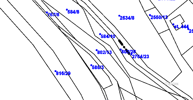 Parcela st. 802/13 v KÚ Lukoveček, Katastrální mapa