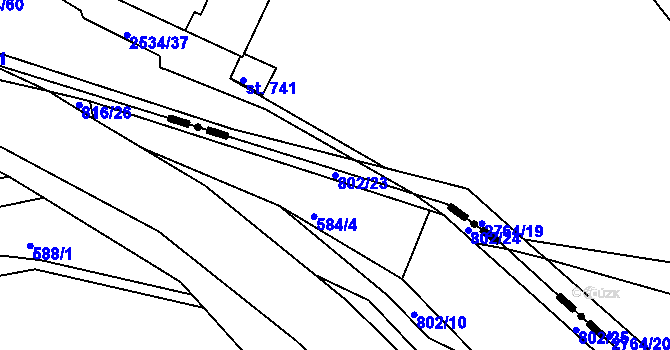 Parcela st. 802/23 v KÚ Lukoveček, Katastrální mapa