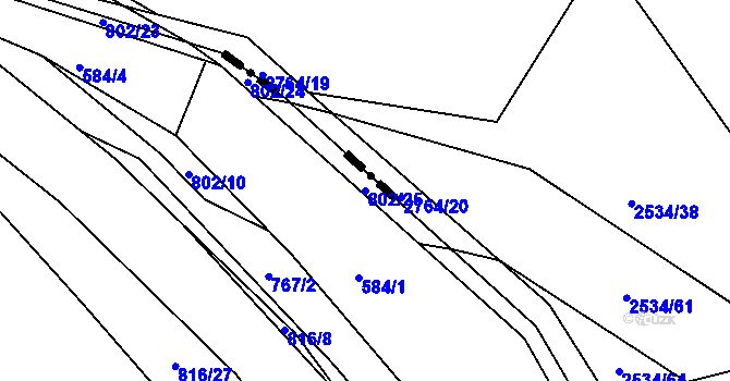 Parcela st. 802/25 v KÚ Lukoveček, Katastrální mapa