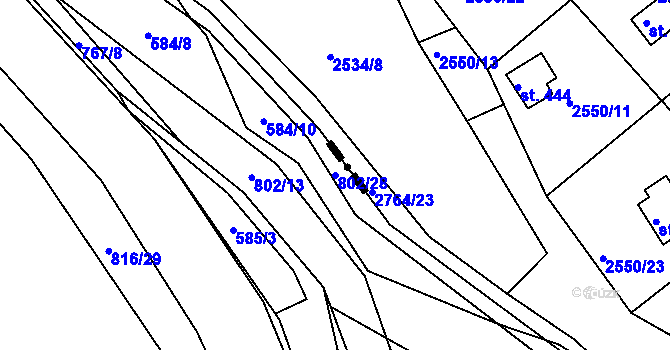 Parcela st. 802/28 v KÚ Lukoveček, Katastrální mapa