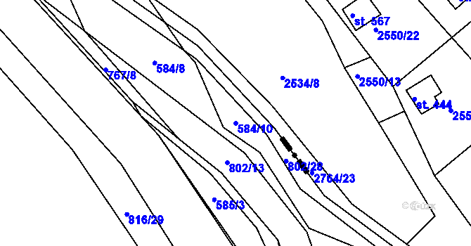Parcela st. 584/10 v KÚ Lukoveček, Katastrální mapa