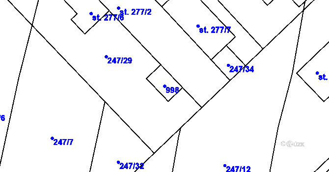 Parcela st. 998 v KÚ Lukoveček, Katastrální mapa