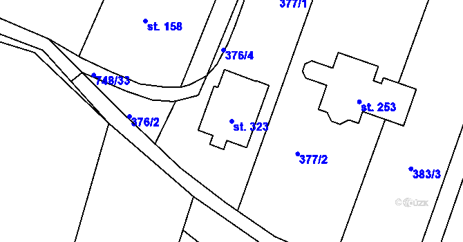 Parcela st. 323 v KÚ Lukoveček, Katastrální mapa