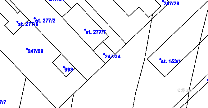 Parcela st. 247/34 v KÚ Lukoveček, Katastrální mapa