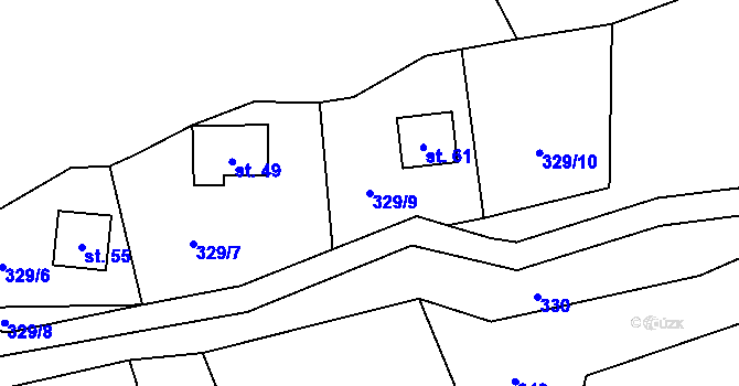 Parcela st. 329/9 v KÚ Lukoviště, Katastrální mapa