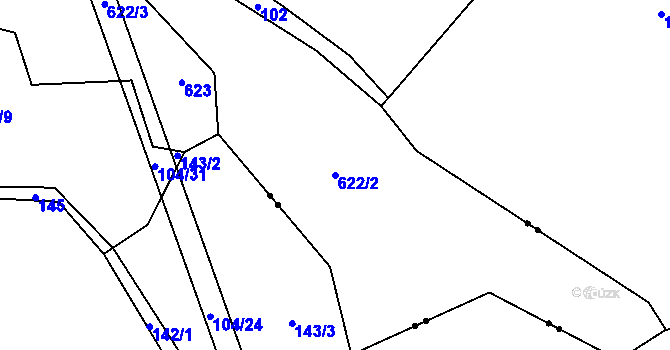 Parcela st. 622/2 v KÚ Lukoviště, Katastrální mapa