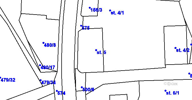 Parcela st. 5 v KÚ Lukovna, Katastrální mapa