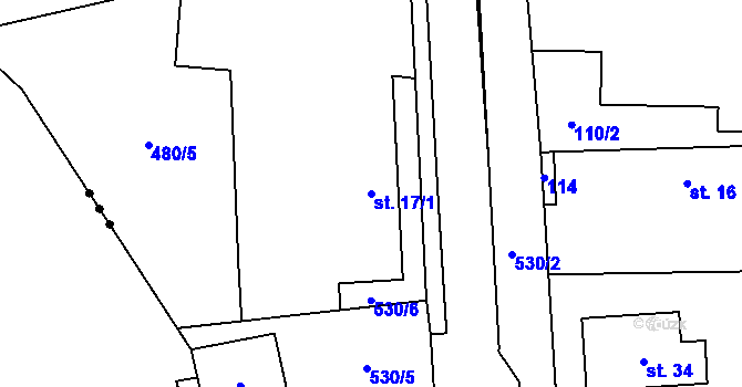 Parcela st. 17/1 v KÚ Lukovna, Katastrální mapa