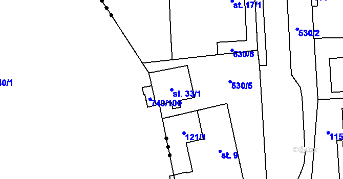 Parcela st. 33/1 v KÚ Lukovna, Katastrální mapa