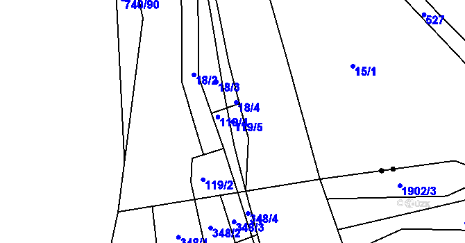 Parcela st. 119/5 v KÚ Lukovna, Katastrální mapa