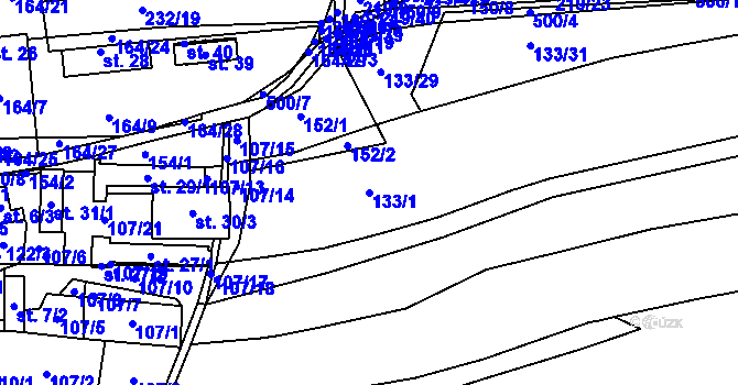 Parcela st. 133/1 v KÚ Lukovna, Katastrální mapa