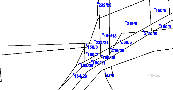 Parcela st. 150/3 v KÚ Lukovna, Katastrální mapa