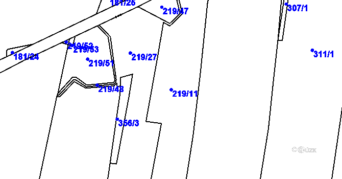 Parcela st. 219/11 v KÚ Lukovna, Katastrální mapa