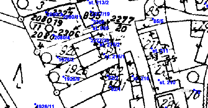 Parcela st. 215/1 v KÚ Luleč, Katastrální mapa