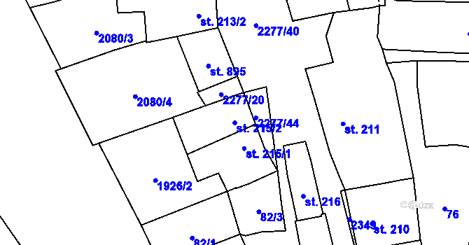 Parcela st. 215/2 v KÚ Luleč, Katastrální mapa