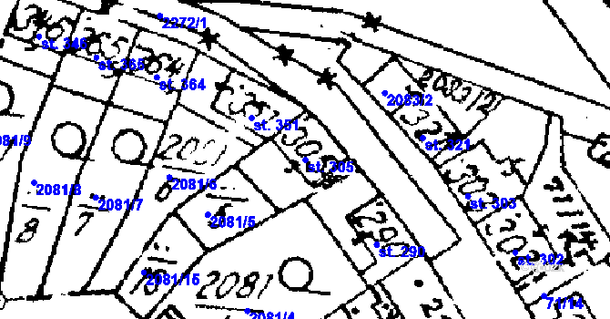 Parcela st. 305 v KÚ Luleč, Katastrální mapa
