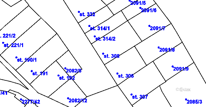 Parcela st. 308 v KÚ Luleč, Katastrální mapa