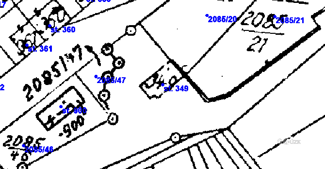 Parcela st. 349 v KÚ Luleč, Katastrální mapa